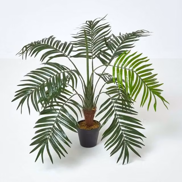Homescapes Green Artificial Mini Palm Tree with Black Round Pot, Height: 70 cm – 1