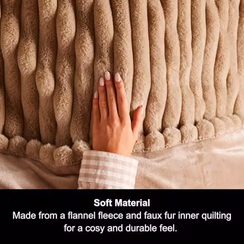 Morphy Richards EverCosy Luxury Striped Fleece Electric Heated Throw, W/D/H: 200 x 180 cm, Mocca/Beige – 11