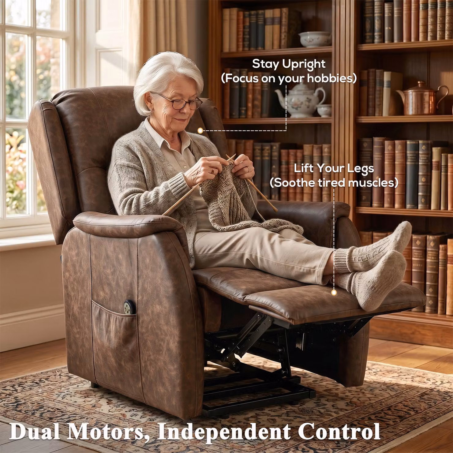 HOMCOM Dual Motor Electric Power Lift Recliner Chair for Seniors in Brown – 5