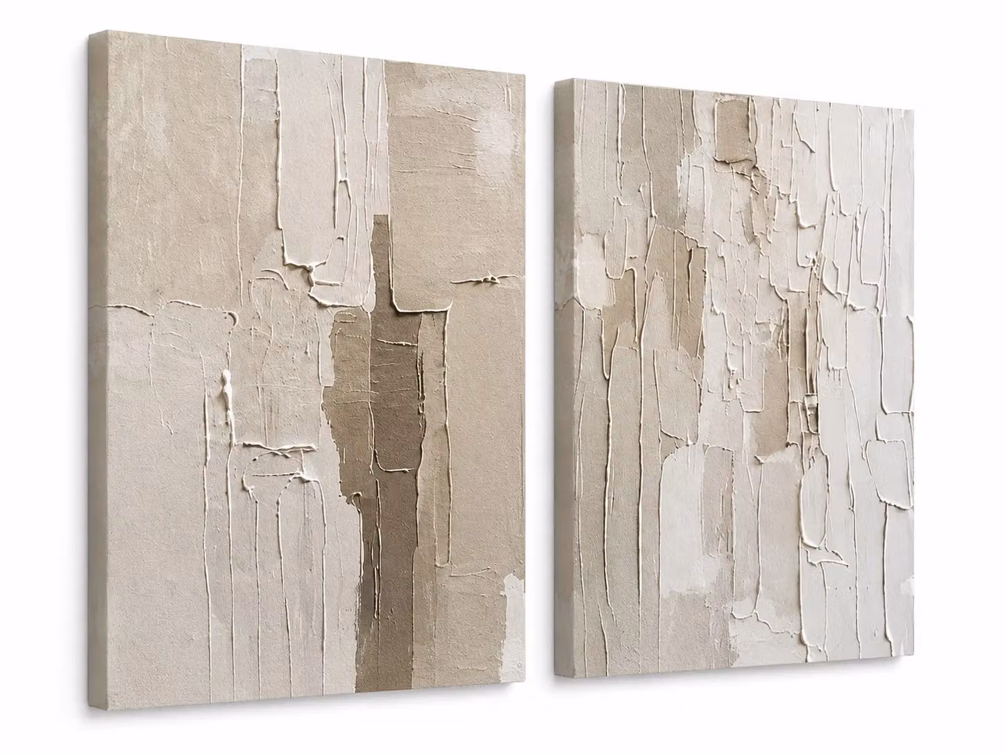 Mafett Set of 2 Beige Abstract Canvas Wall Art Prints, Modern Rectangular Graphic Decor, W: 45.7 cm, H: 61.0 cm – 2