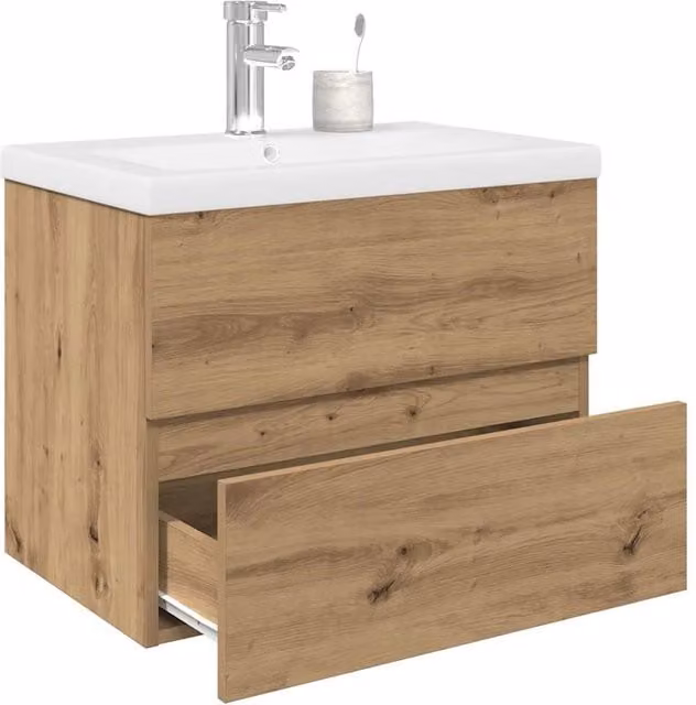 Berkfield Home Sink Cabinet with Built-in Basin and Faucet in Artisan Oak Brown