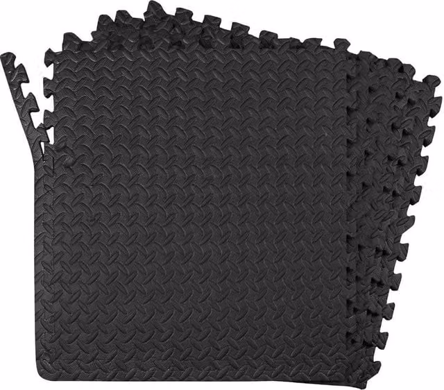 Shatchi Black Interlocking EVA Gym Flooring Puzzle Mat, 24 Pack