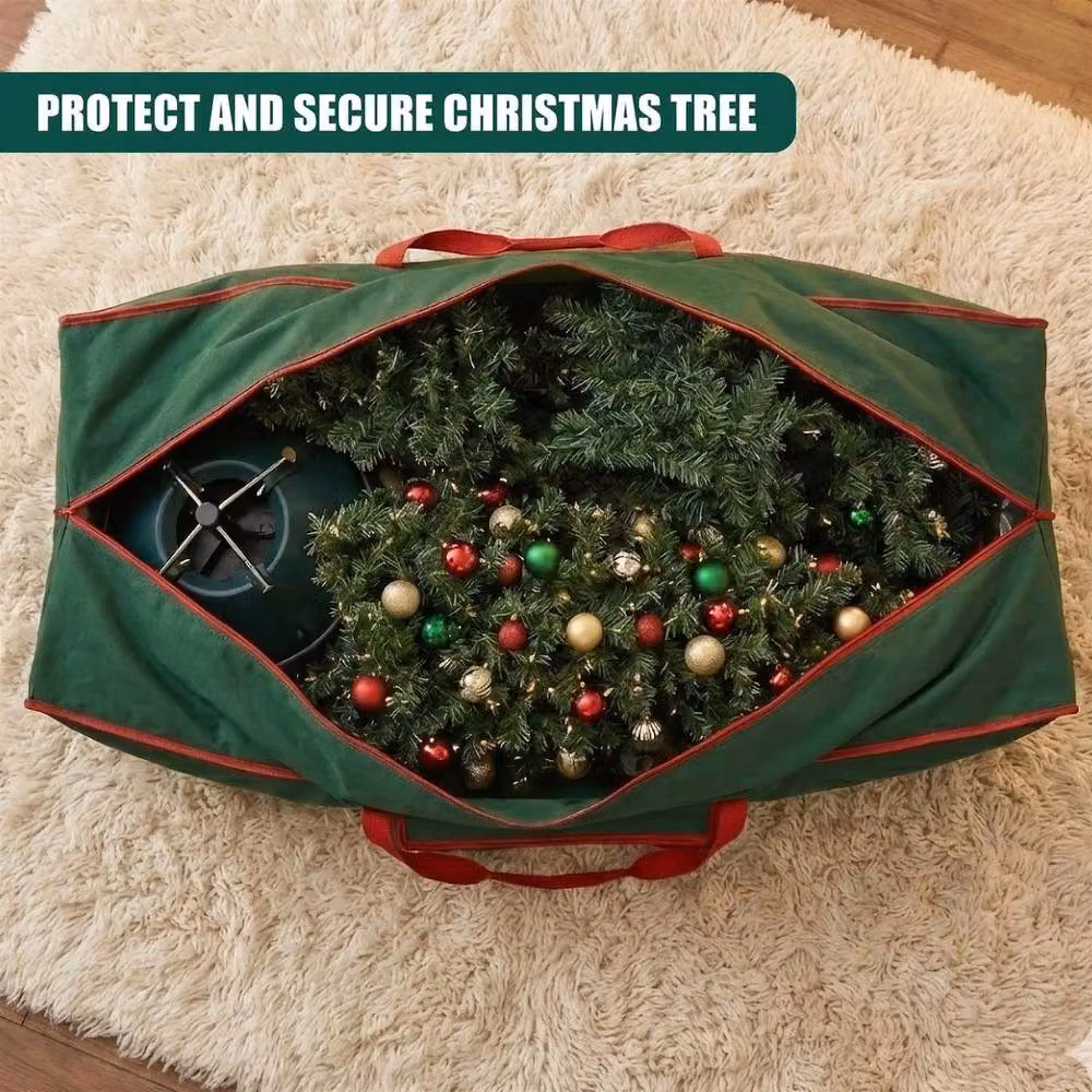 NESTLUNE Large Christmas Tree Storage Bag with Zip Pocket and Handles in Green – 4