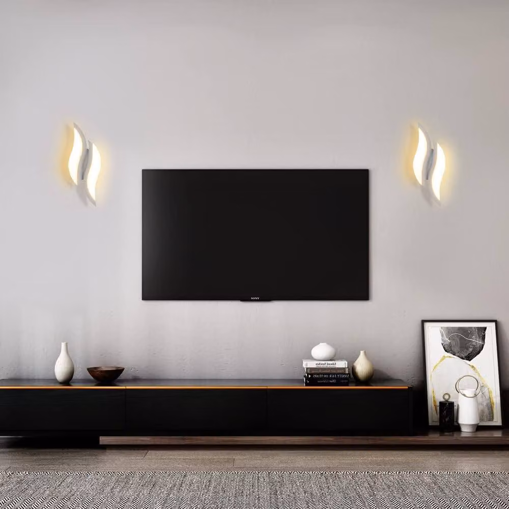 Goeco Modern LED Indoor Wall Light, 12W 1350LM, 3000K Warm White, White Acrylic and Aluminium Up and Down Lighting for Living Room, Bedroom or Staircase – 3