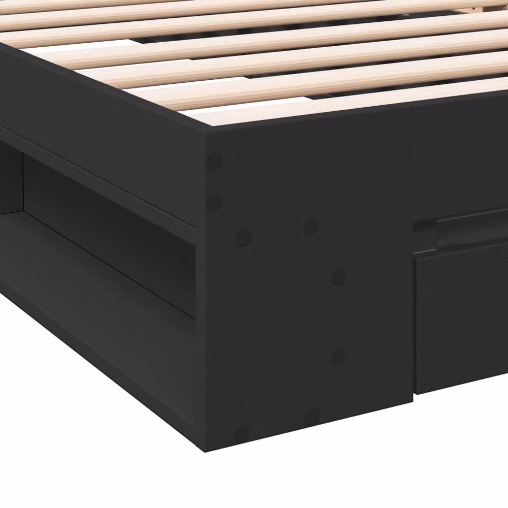 Berkfield Home Small Single Bed Frame with Drawer in Black, W: 75 cm, L: 190 cm – 6