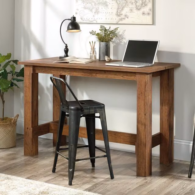 Teknik Vintage Oak Counter Height Work Bench in Brown