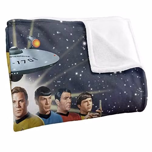 Trevco Star Trek Original Crew Super Soft Fleece Throw Blanket, White, W/D/H: 152 x 127 cm – 2