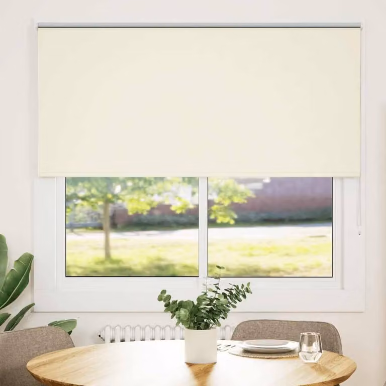 Berkfield Home Blackout Roller Blind in Off-White, Thermal Insulating Polyester Fabric, W: 125 cm, H: 130 cm