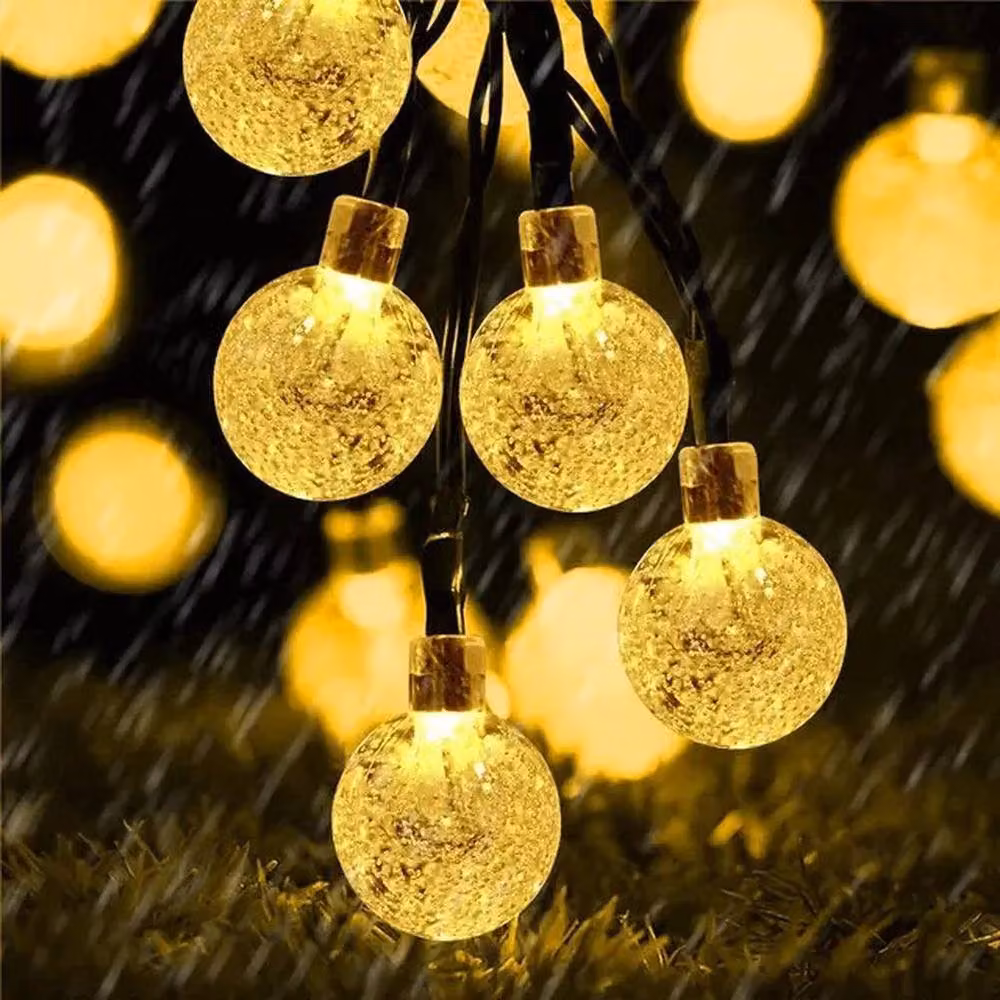 NESTLUNE 130 LED Solar Powered Waterproof Fairy Lights in Black with Warm White Sphere Bullets and Dusk Sensor, 15m – 4