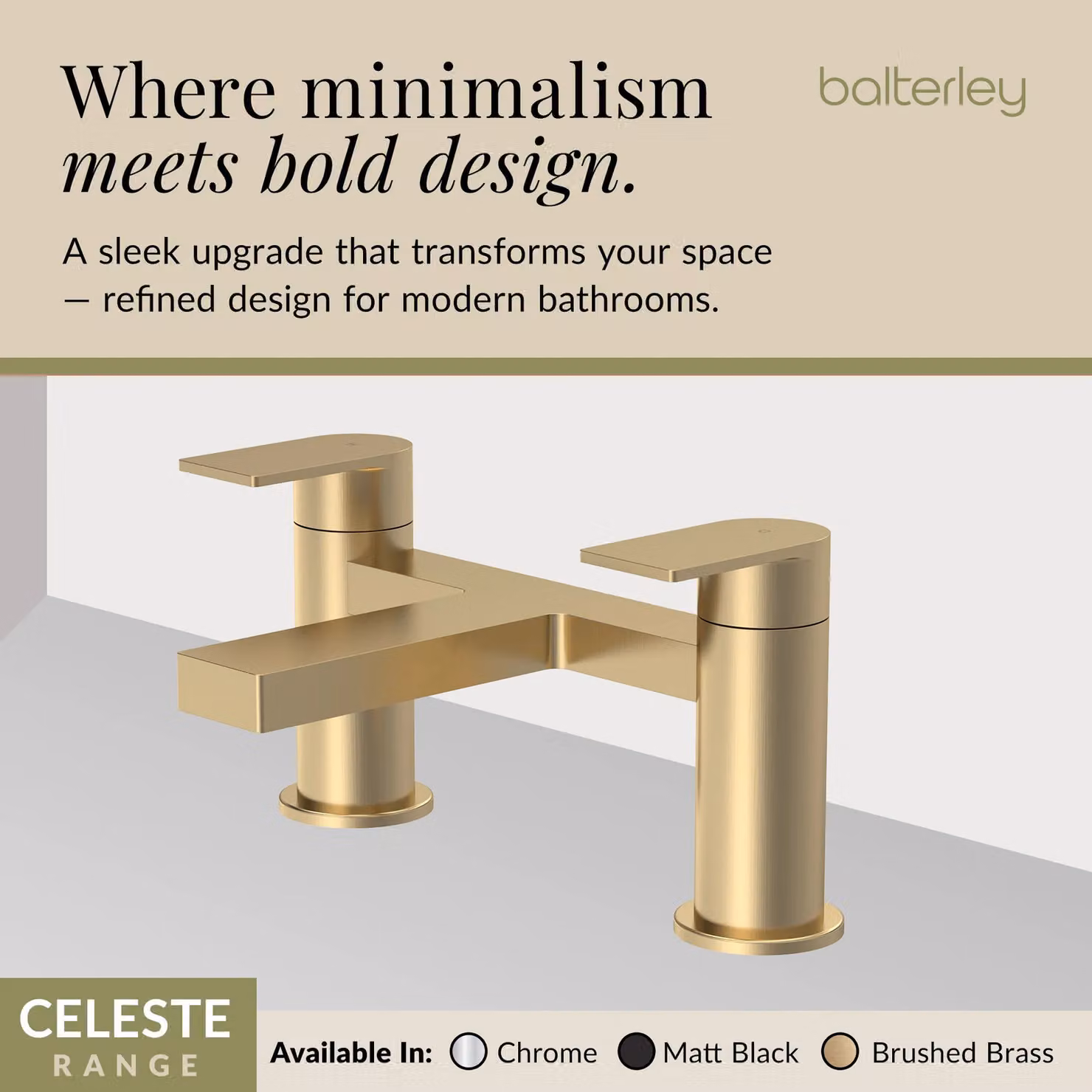 Balterley Contemporary Deck Mounted Bath Filler Tap in Brushed Brass – 2