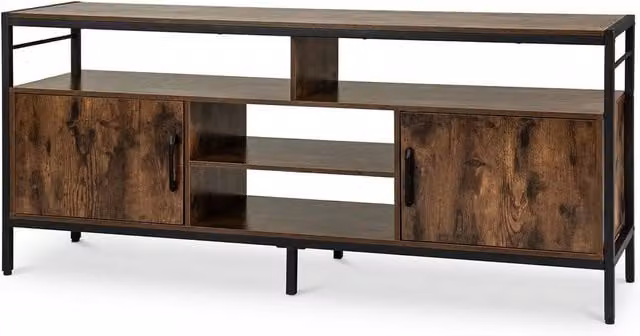 Gymax Brown Rustic TV Stand and Entertainment Centre for TVs up to 65 inches