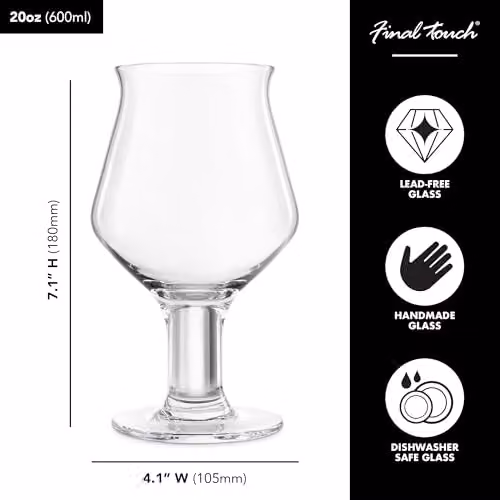 Final Touch Set of 2 Transparent Craft Beer Glasses, 600 ml – 3