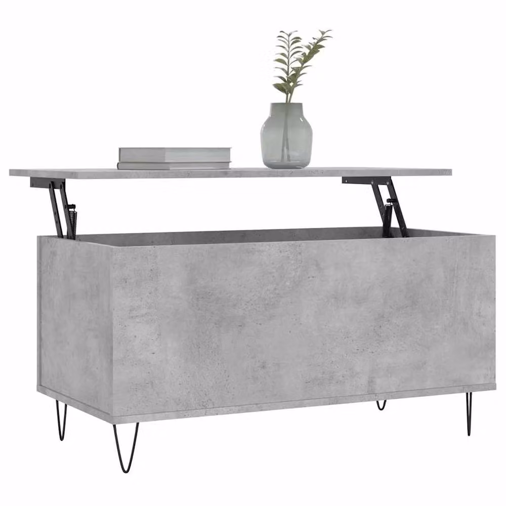 Berkfield Home Modern Rectangular Coffee Table in Grey with Lift Mechanism, W: 90 cm, D: 44.5 cm, H: 45 cm – 2