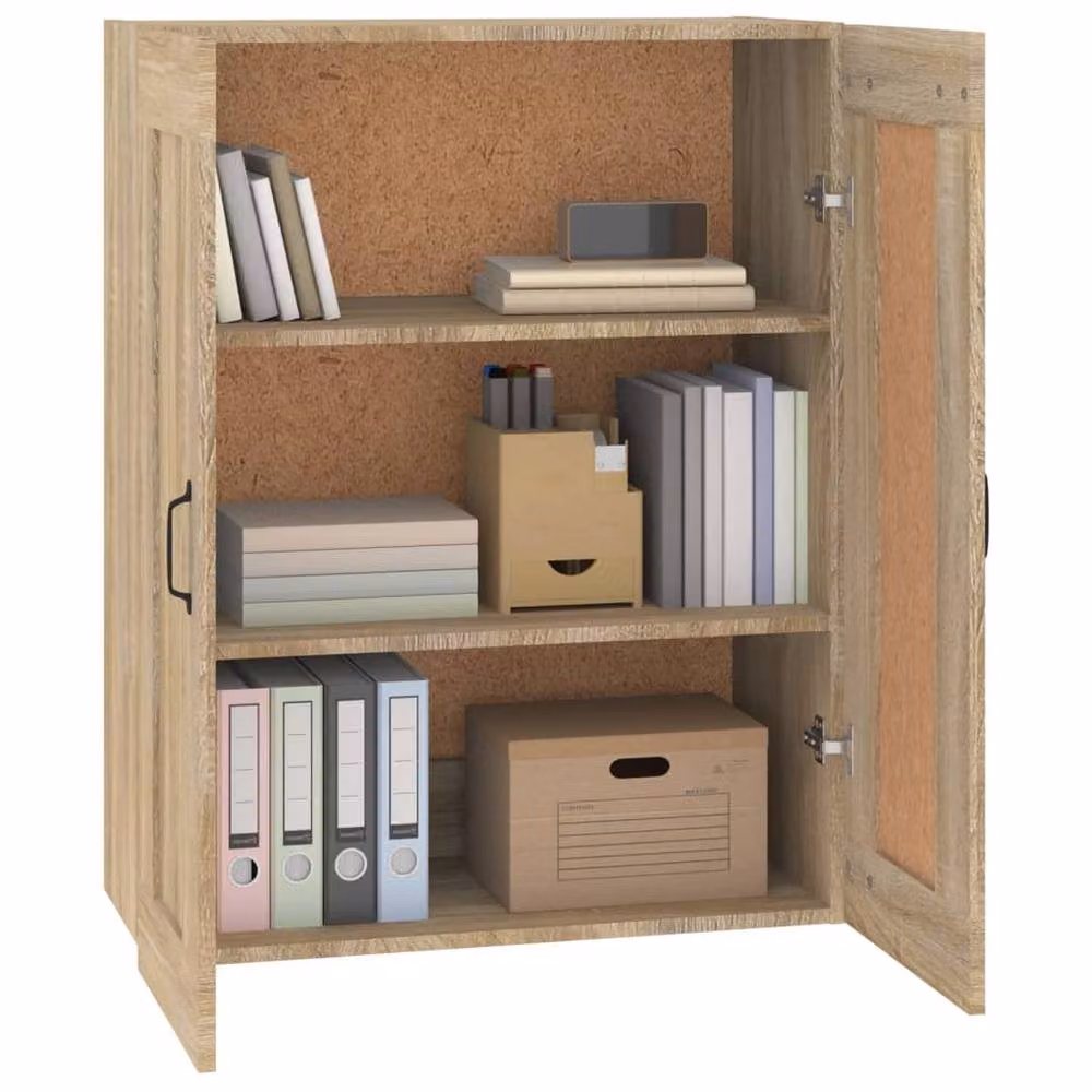 Berkfield Home Hanging Wall Cabinet in Sonoma Oak Brown, W: 69.5 cm, D: 32.5 cm, H: 90 cm – 2