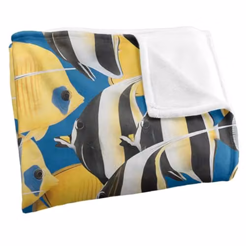 JQ Licensing Royce Mcclure Tropical Fish Rush Hour Super Soft Silky Touch Fleece Throw Blanket, Multicolour, W: 91 cm, D: 147 cm – 2