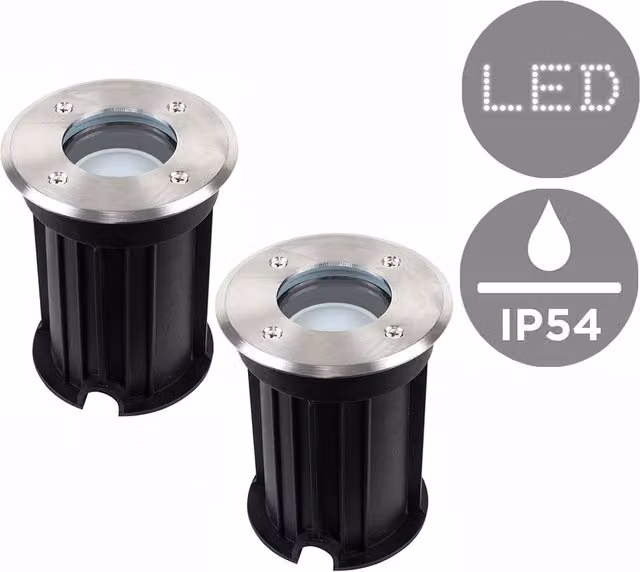 ValueLights Pair of Modern Silver Chrome IP54 Rated Outdoor Garden Walk Over Path Lights