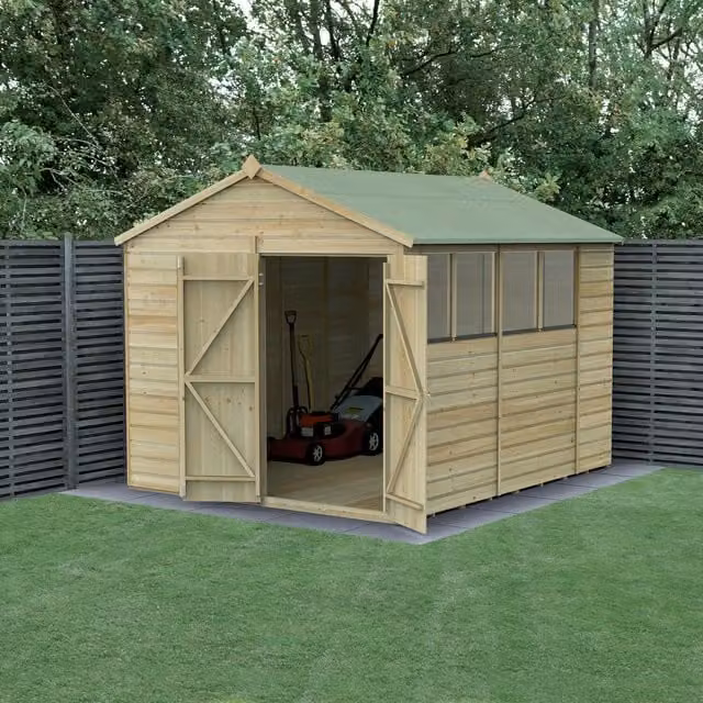 Beckwood Apex Gable Wood Shed with Floor and Lock in Green and Brown