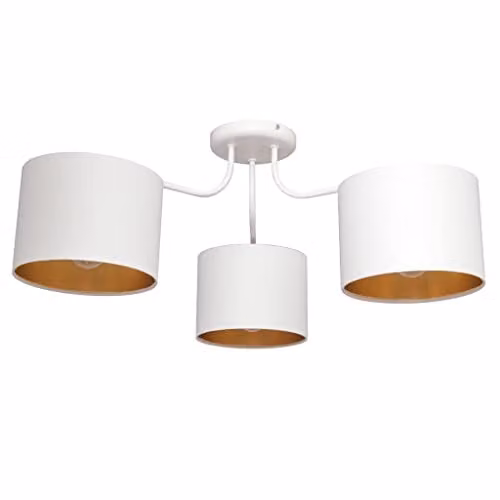 Netlighting Helam Alba Multi Arm Semi Flush Ceiling Light in White and Gold/Brass, Diameter: 65 cm