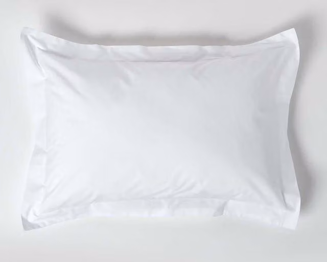 Homescapes White Egyptian Cotton Oxford Pillowcase, 200 TC Percale