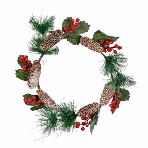 Samuel Alexander Round Hanging Christmas Wreath in Red and Green, Diameter: 40 cm – 2