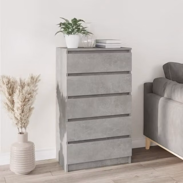 Berkfield Home Modern Drawer Cabinet in Concrete Grey, W/D/H: 60 x 36 x 103 cm – 1