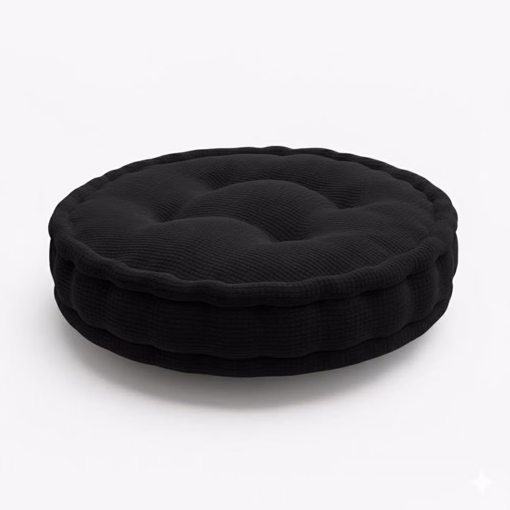 Snug City Round Teddy Fabric Booster Cushion in Black, W/D/H: 45 x 45 x 45 cm – 2