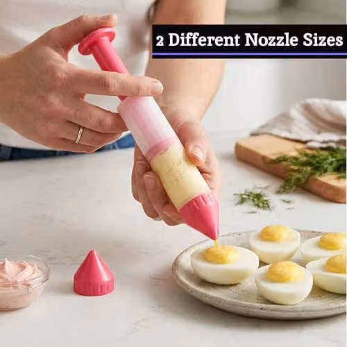 Orsina 3-Piece Cake Decorating Pen Set in Pink and White with Nozzles and Piping Bag – 5