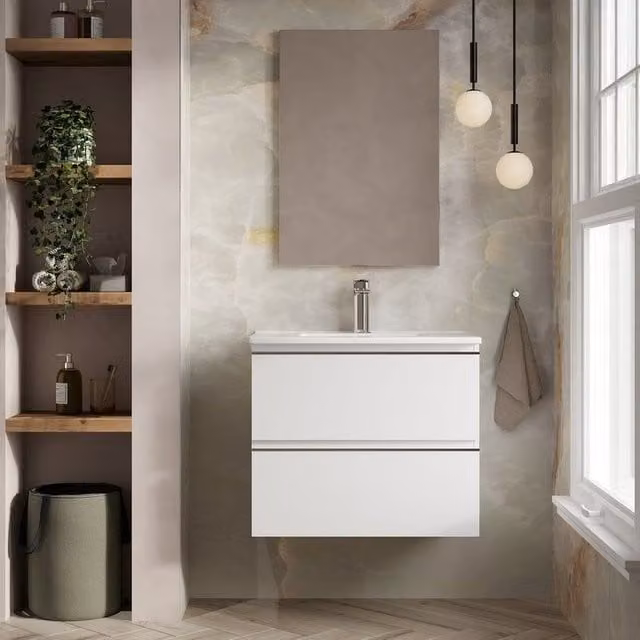 Banyetti Vatilla 700mm Wall Hung Vanity Unit with Athena Basin in Gloss White