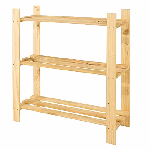 Core Products Cedar Timber 3 Shelf Storage Unit in Brown and Beige, W/D/H: 80 x 30 x 90 cm