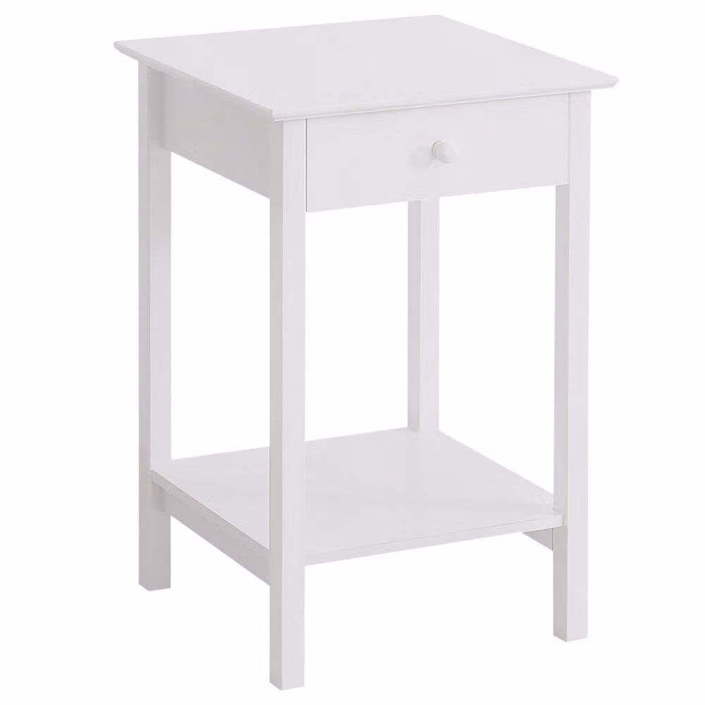 Wyld Haus Neka White Bedside Table with Drawer and Open Shelf, W/D/H: 39 x 39 x 61 cm – 2