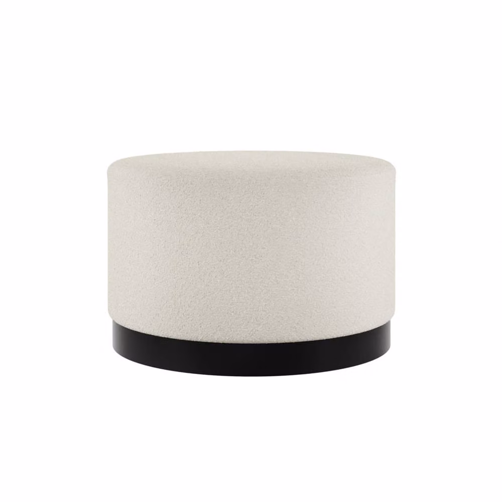 Wyld Haus Kalua Large Ivory Boucle Stool with Matt Black Base – 2