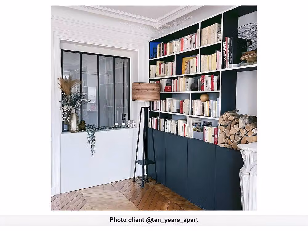 Vente-unique Powder-Coated Aluminium and Glass Partition, Black, W: 120 cm, H: 130 cm – 3