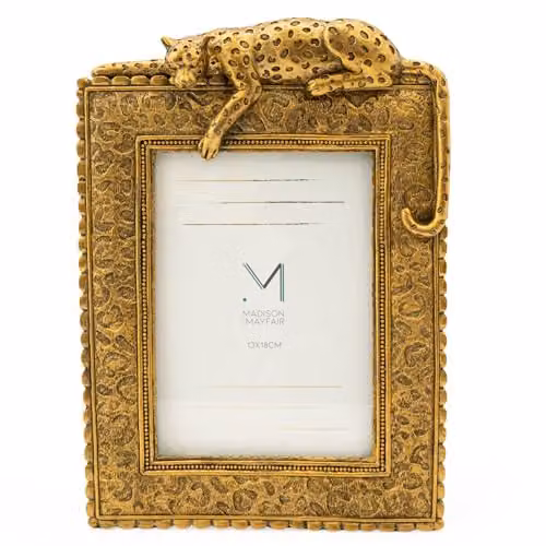 Madison & Mayfair Gold Leopard Print Metal Photo Frame, 5x7 inch