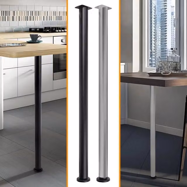 NESTLUNE Adjustable Kitchen Worktop Desk and Breakfast Bar Table Leg in Grey, W: 1000 cm, D: 52 cm