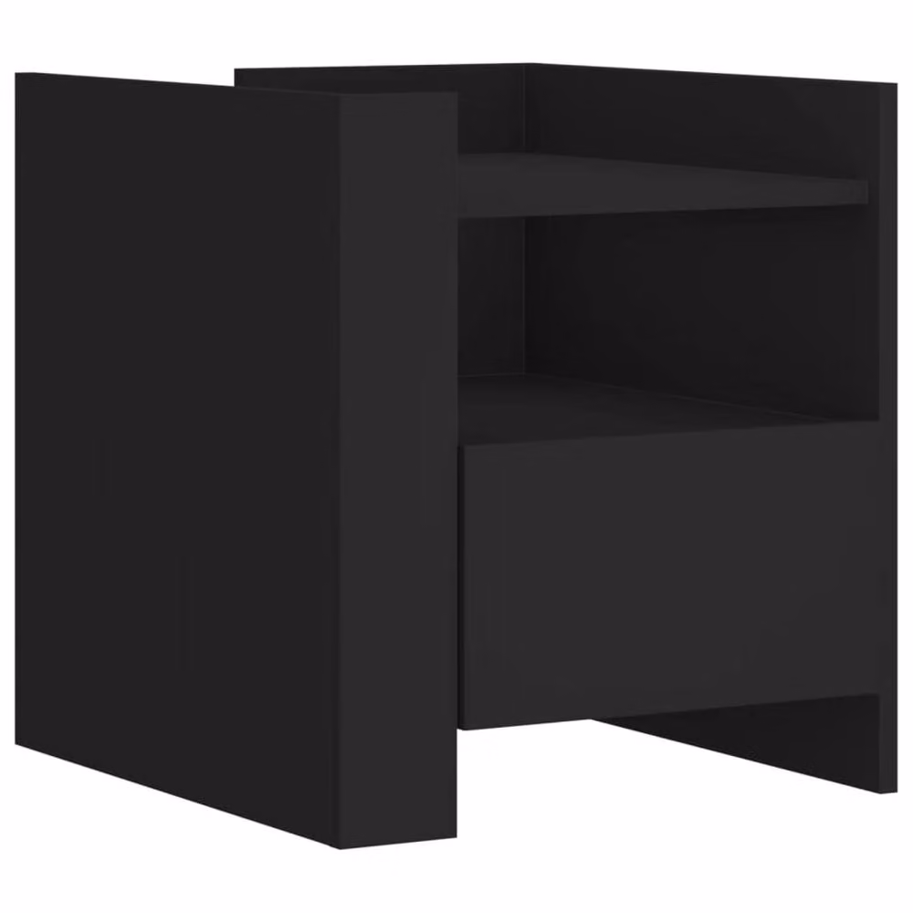 Berkfield Home Decorative Black Bedside Cabinet in Engineered Wood W/D/H: 45 x 50 x 50 cm – 3