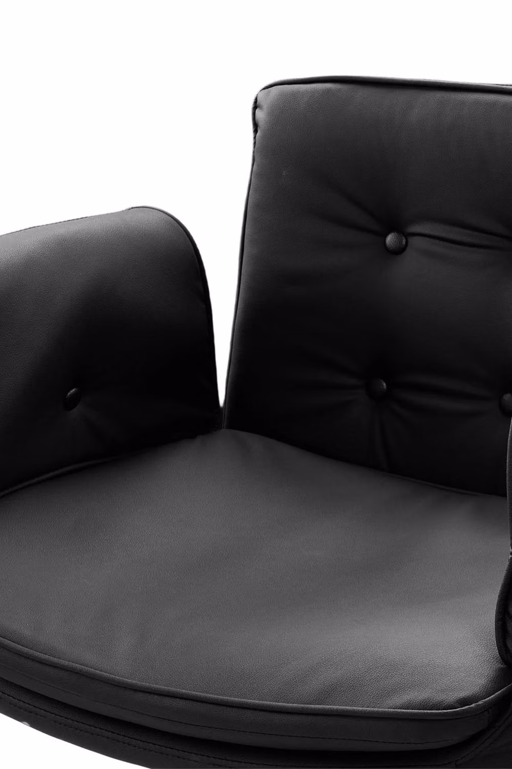 Garden Sanctuary Modern Task Office Chair with Armrests and Castors in Black Synthetic Leather – 4
