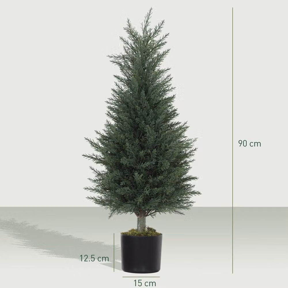 Wyld Haus Lusa Set of 2 Green UV Resistant Outdoor Artificial Cypress Trees, Height: 90 cm – 4