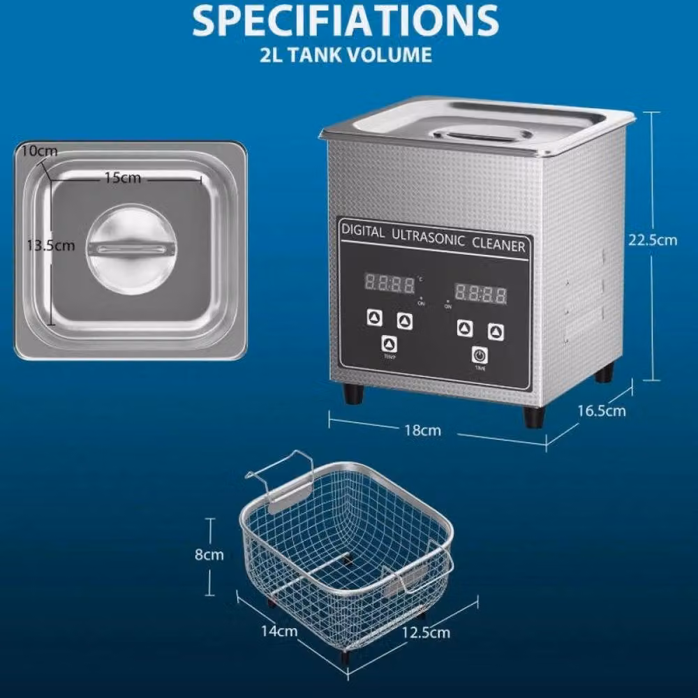 SPETLEK Ultra Digital Ultrasonic Cleaner, 2L, Silver Stainless Steel – 2