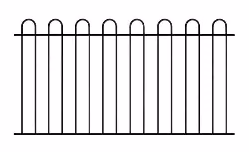 Burbage Iron Craft Court Hoop Top Steel Fence Panel, Black, W: 183 cm, H: 95 cm