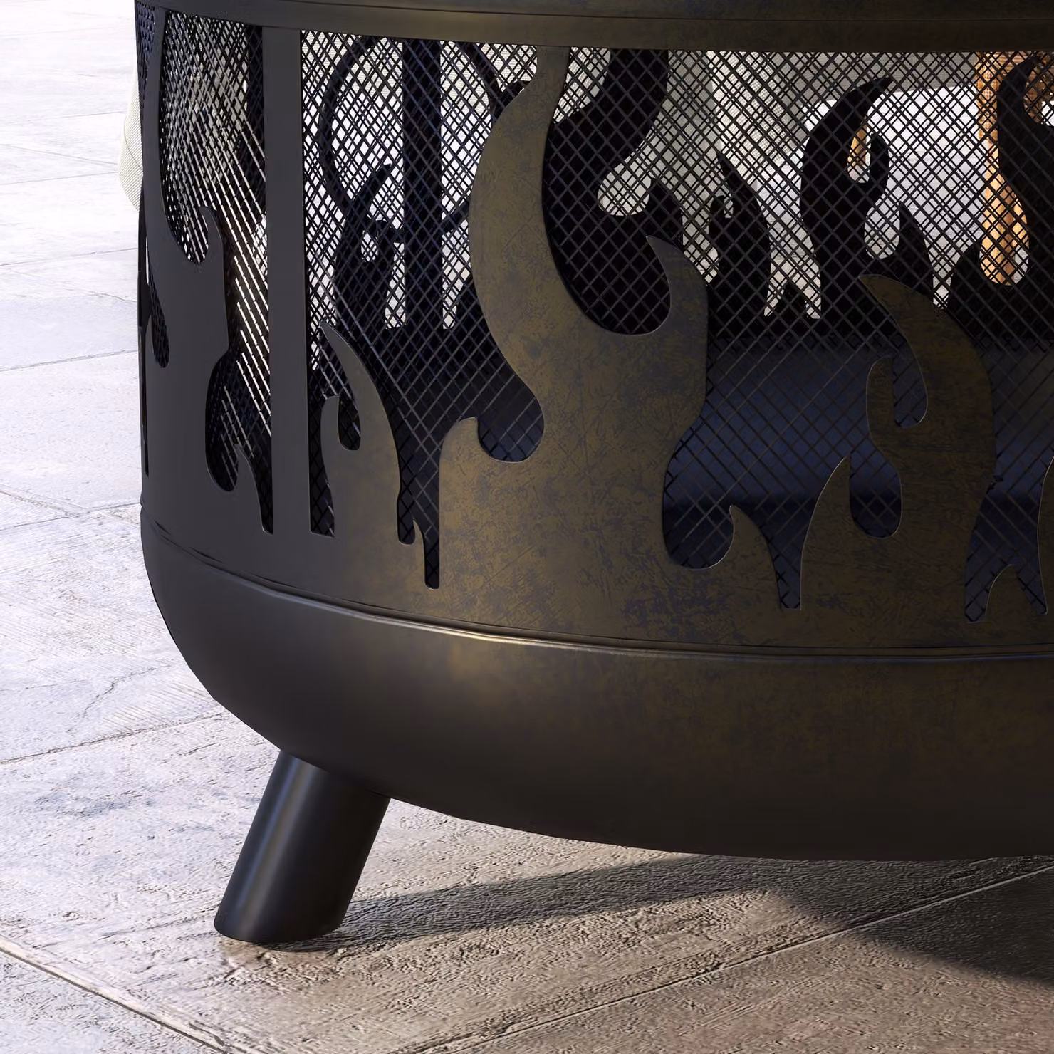 Outsunny 2-in-1 Metal Round Fire Pit Bowl with Lid and Grill in Black – 7