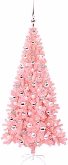Berkfield Home Lush Pink Christmas Tree with 300 LEDs and Stand, Height: 180 cm – 1