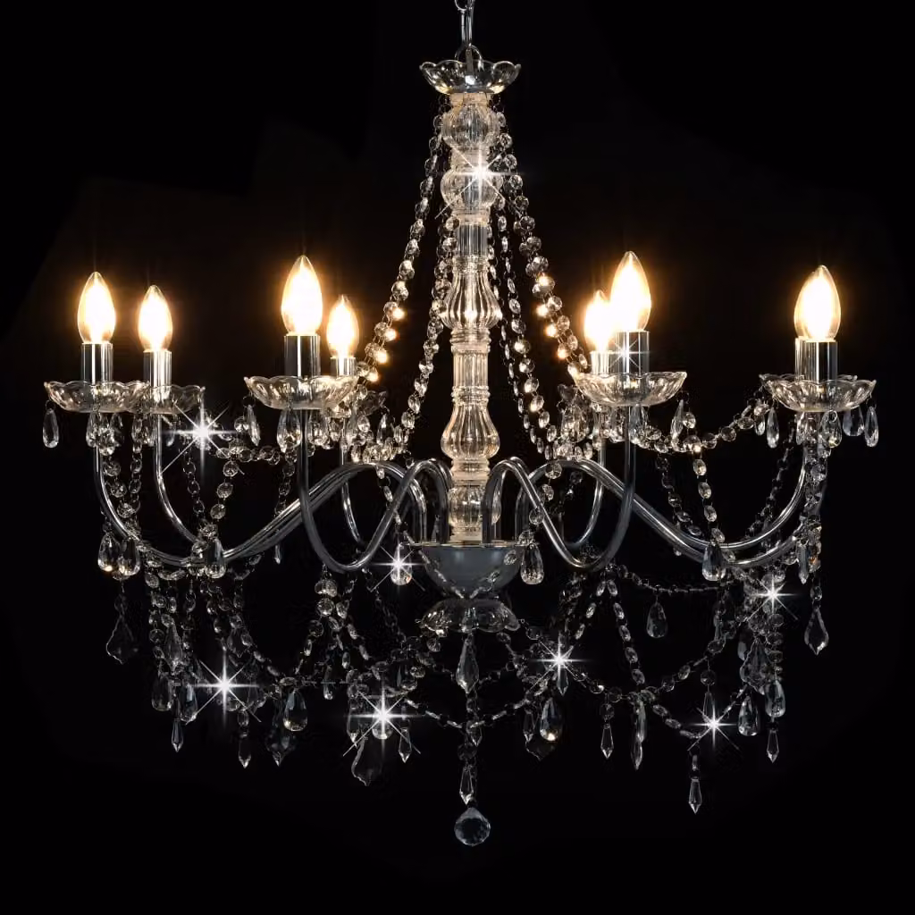 Berkfield Home Silver Crystal Chandelier with 8 x E14 Bulbs – 2