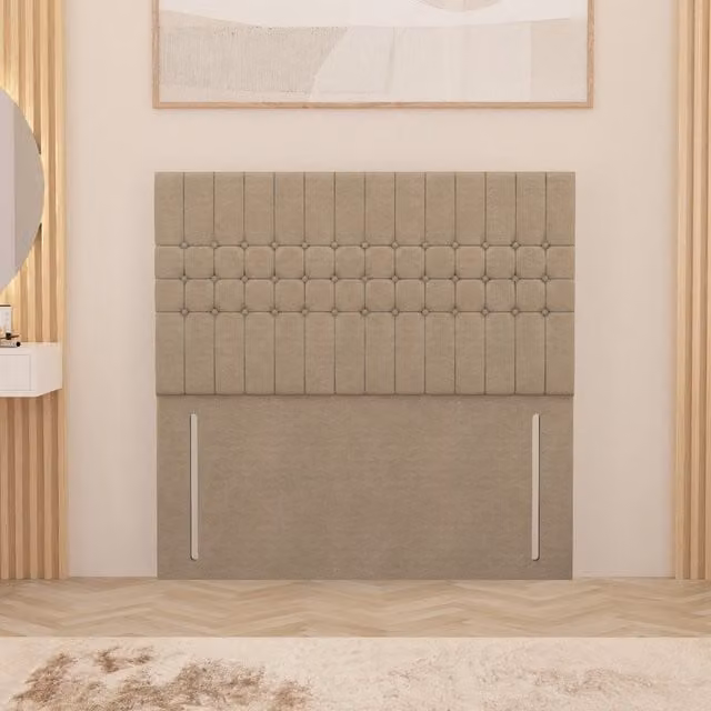 Somnior Beds Ltd Lexington Tweed Fabric 54 inch Floor Standing Upholstered Headboard in Beige and Yellow