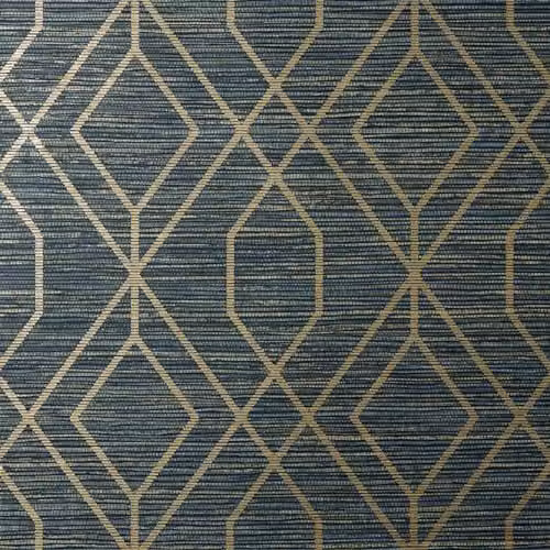 Crown Fine Decor Fusion Trellis Navy Blue Geometric Abstract Washable Wallpaper Roll