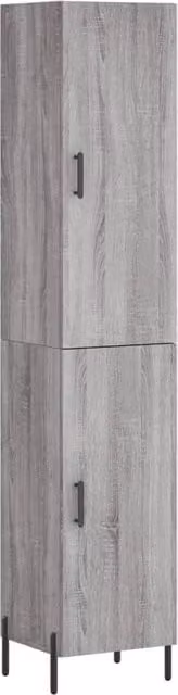Berkfield Home Modern Grey Highboard with Hinged Doors and Internal Shelves, W/D/H: 34.5 x 34.0 x 180.0 cm