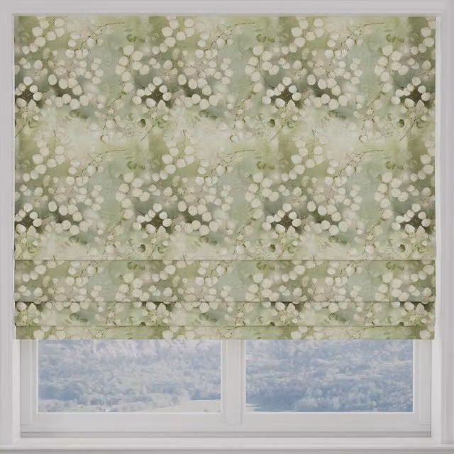 Ante Decor Lunaria Made to Measure Blackout Roman Blind in Earth Green Floral Design