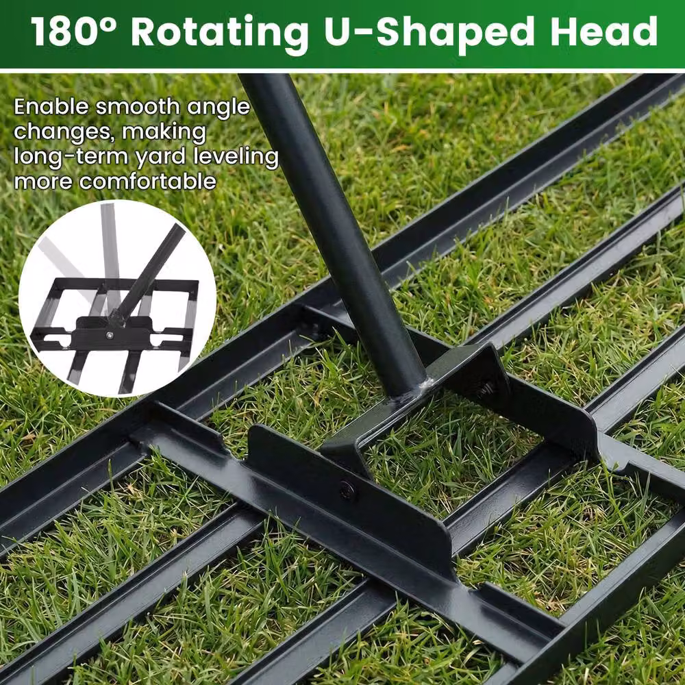 Costway Metal Lawn Leveling Rake in Black, W: 91 cm, D: 25 cm – 3