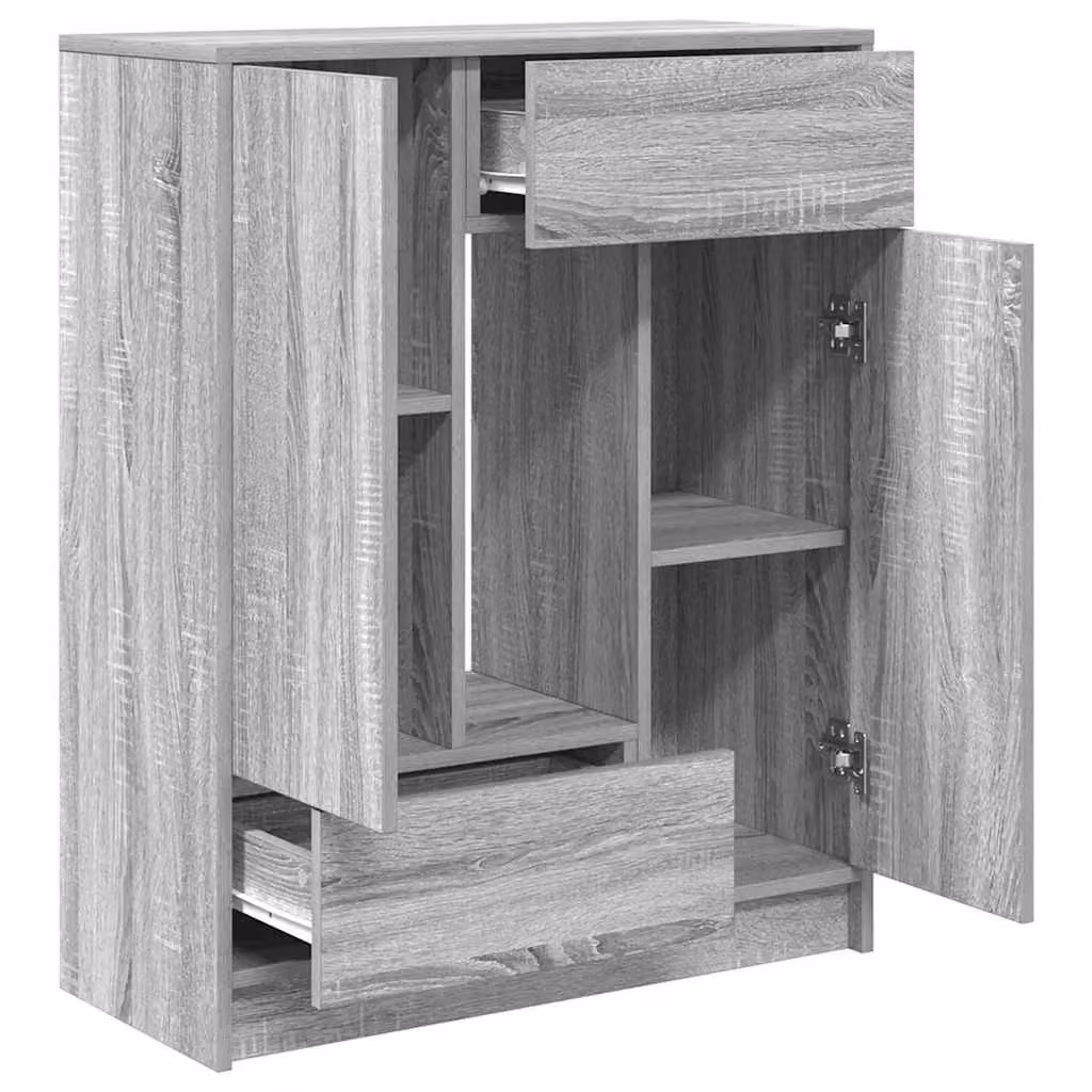 Berkfield Home Modern Sideboard with Drawers and Doors in Grey Sonoma, W/D/H: 73 x 31 x 90 cm – 2
