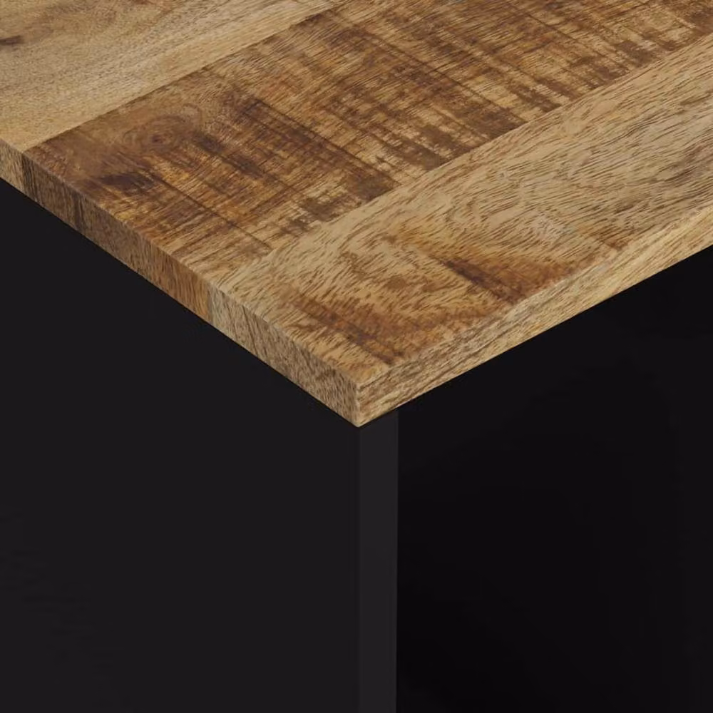 Berkfield Home Brown Mango and Engineered Wood Side Table, W: 40 cm, D: 31 cm, H: 46 cm – 4