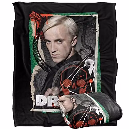 LOGOVISION Harry Potter Draco Malfoy Photo Collage Fleece Throw Blanket, Multicolour and White, W/D/H: 152 x 127 cm
